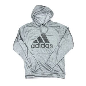 Adidas Hoodie‎ Sweatshirt Mens Large Gray Heathered Logo Three Stripes Pullover